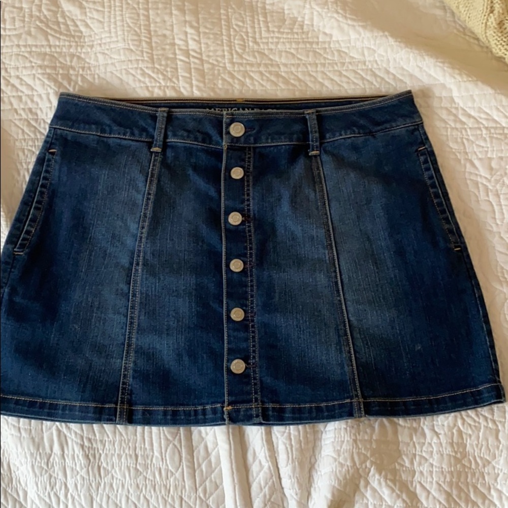 Front Button Jean Skirt